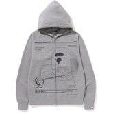 BAPE OVERPRINTED FULL ZIP HOODIE MENS