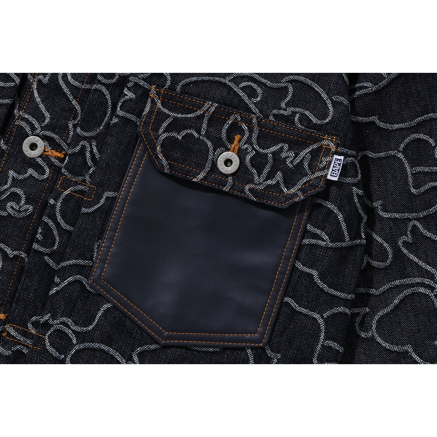 BAPE X OVO NEON 1ST CAMO JACQUARD DENIM JACKET MENS