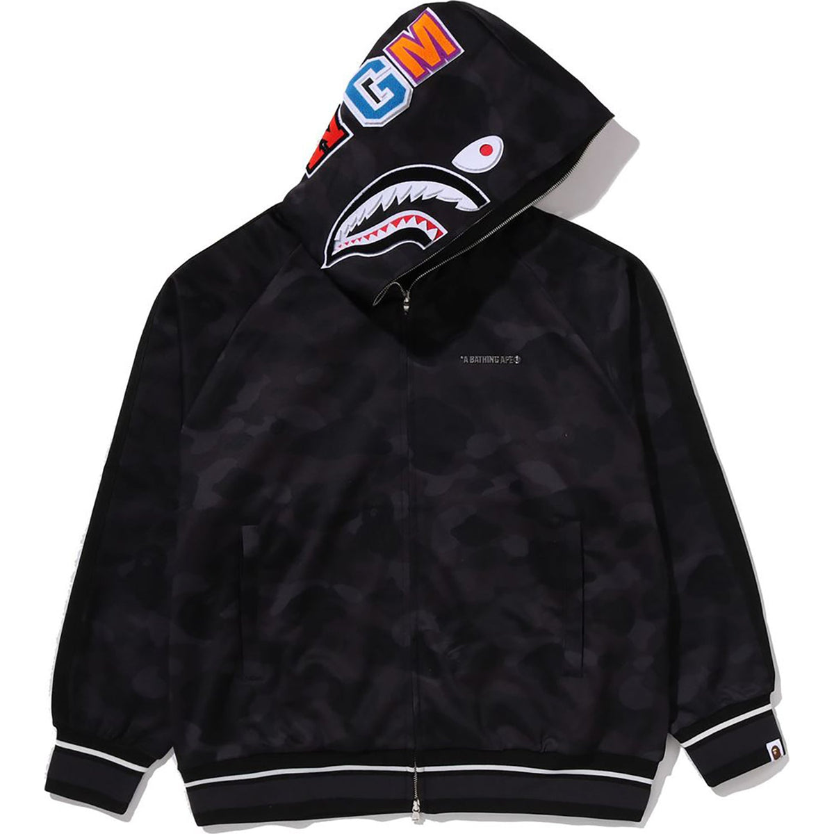 COLOR CAMO SHARK RELAXED FIT HOODIE TRACK JACKET MENS